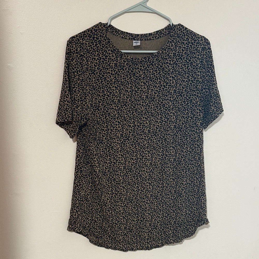 Old Navy Black and Tan Leopard Print Blouse